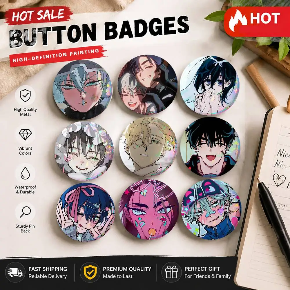 A-Alien S-Stage-E Anime Badge On Backpack Accessories Manga Icons Pins Round Cartoon Brooches For Clothes Bag Decor Gifts