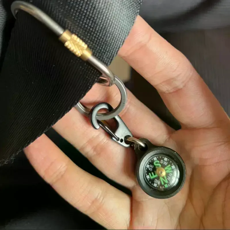 

Mini Aluminum Alloy Compass Keychain Pendant Outdoor Hiking Camping Mini Portable Compass Bag Charm