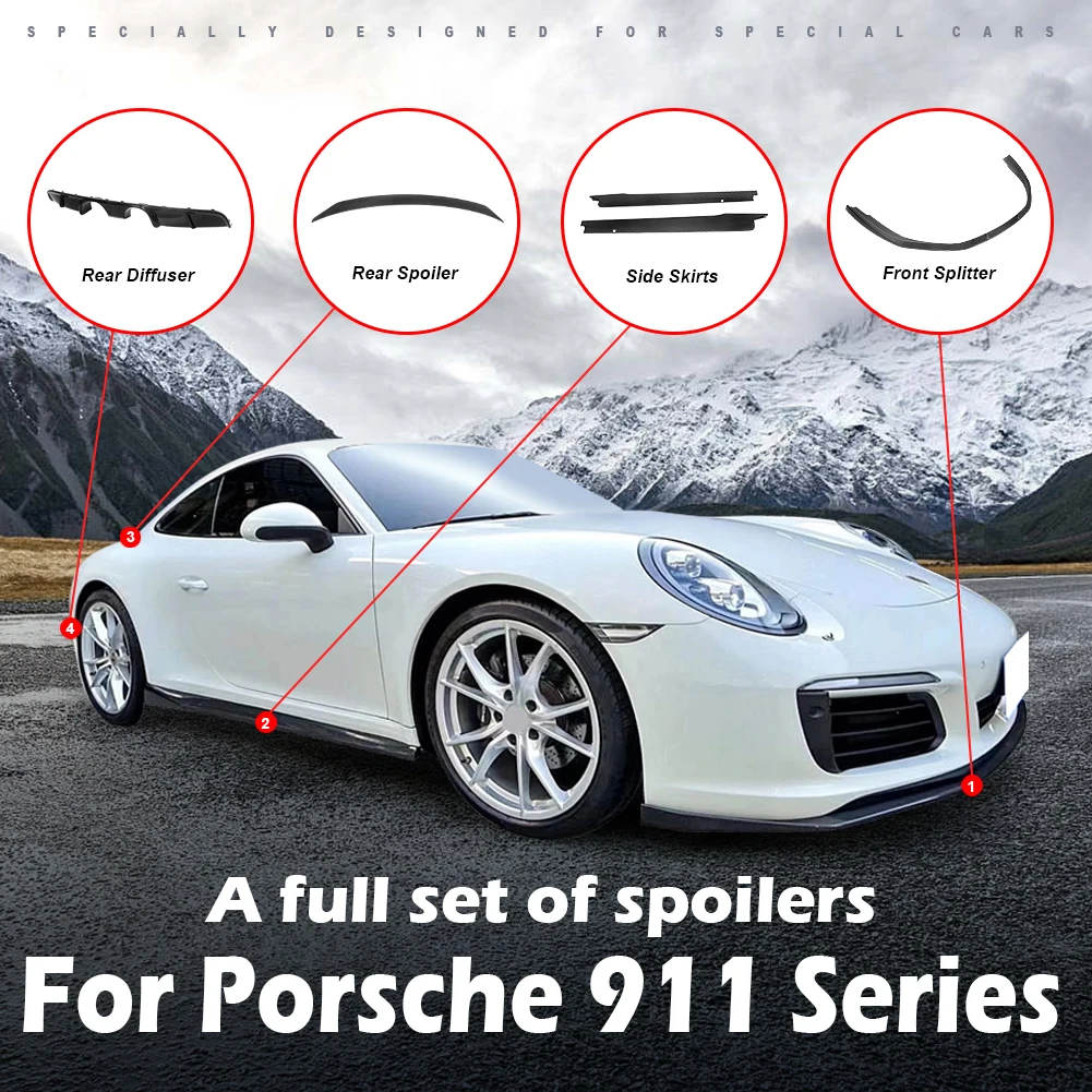 

Body Kits Carbon Fiber Bumper Front Lip Spoiler Side Skirts rear diffuser Splitter For Porsche carrera 911 991.2 2016-2018