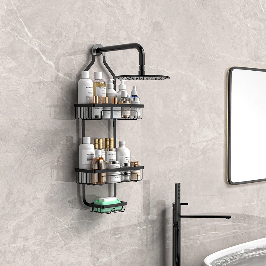 

No Drilling stainless Bath Basket Multi-Layer Shower Room Storage Shelf for Toilet Bathroom Shelves For Shower Organizer Storage