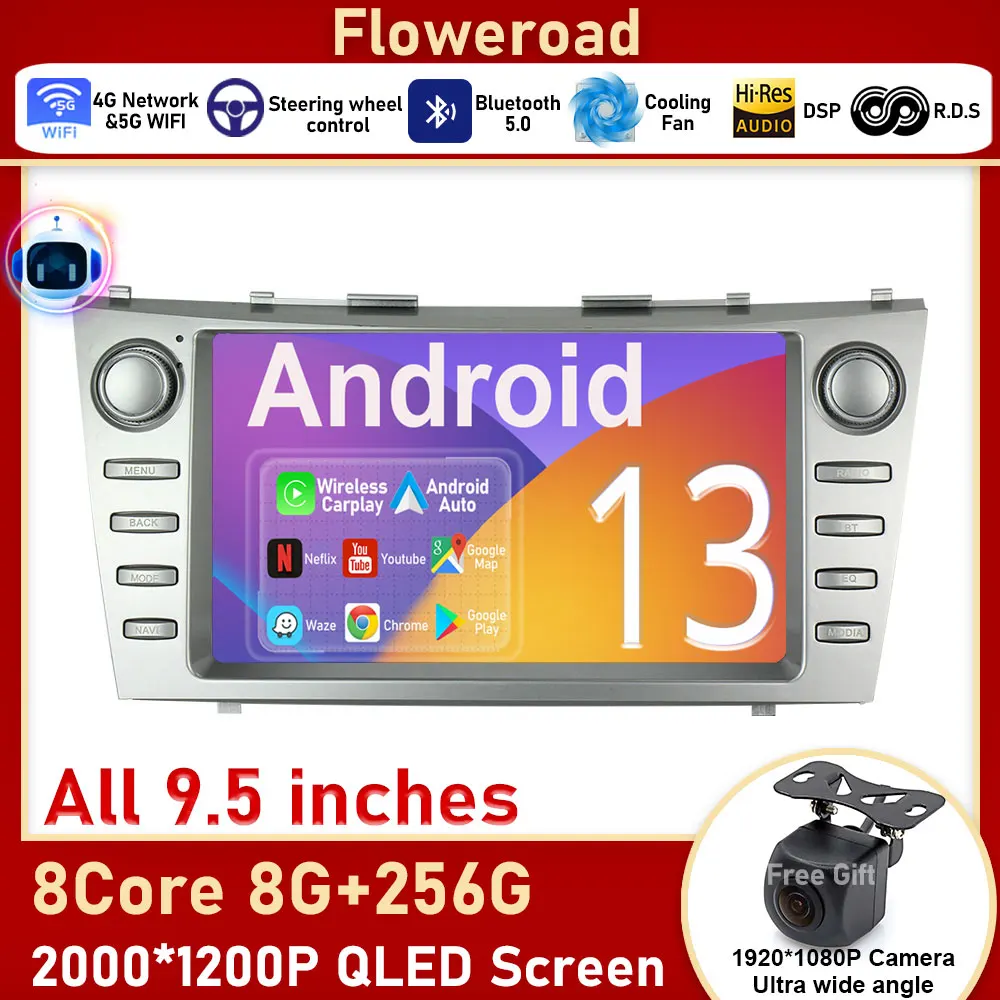 Android For Toyota Camry 40 2006 - 2011Car Radio Autoradio Stereo Multimedia Player 2Din GPS Navi Carplay Screen Monitor Camera