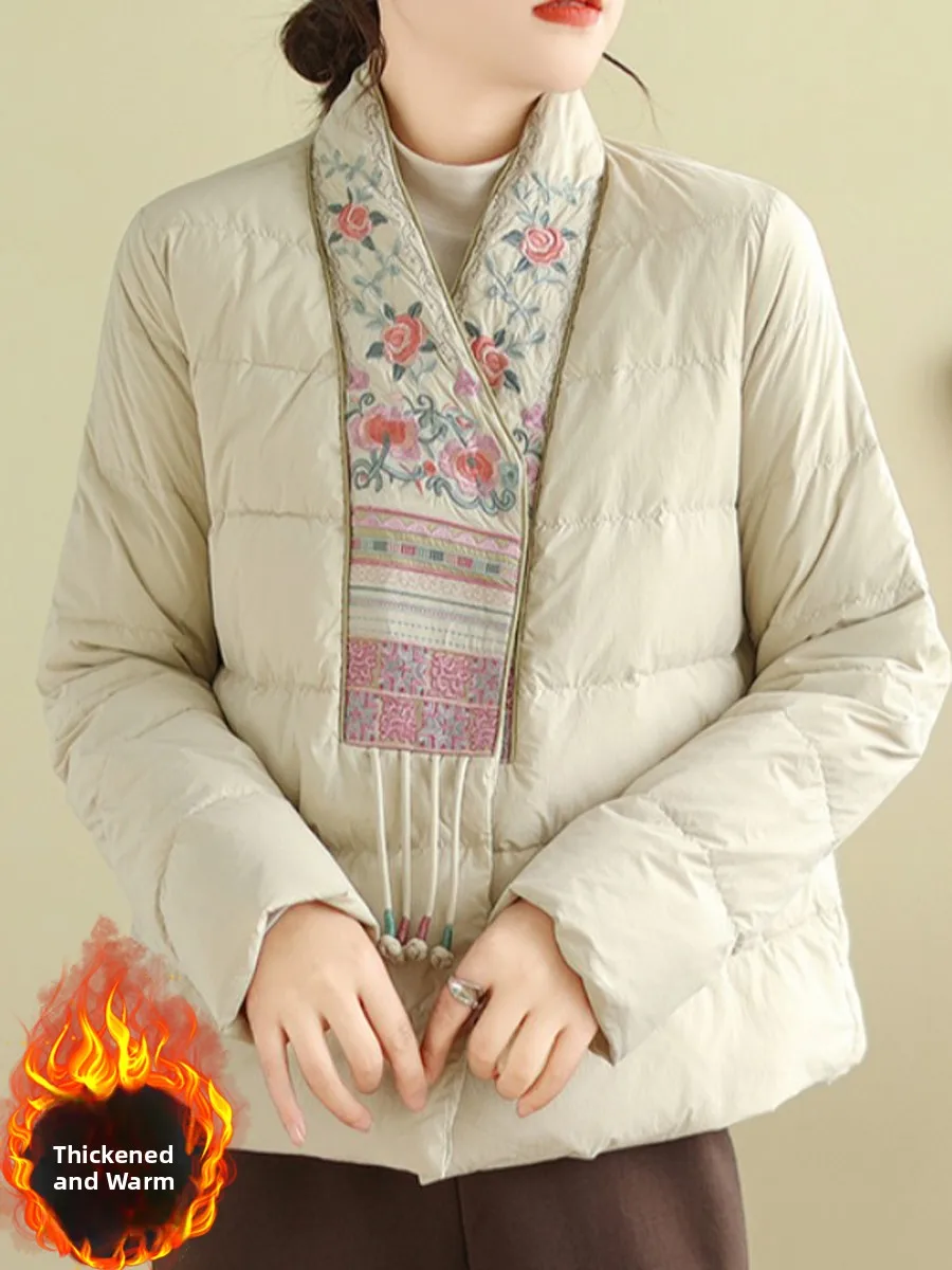 

Женское легкое теплое пальто из хлопка с вышивкой Ele, новое китайское национальное пальто для среднего возраста...