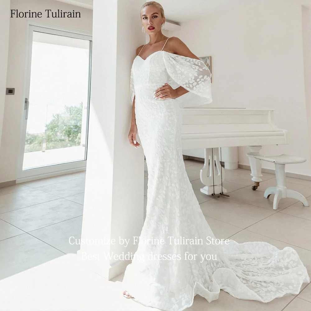 Bespoke Robe De Mariée mit Sexy Weg Von der Schulter Backless Spaghetti Strap Elegante A-Line Gericht Zug Brautkleider für Bräute