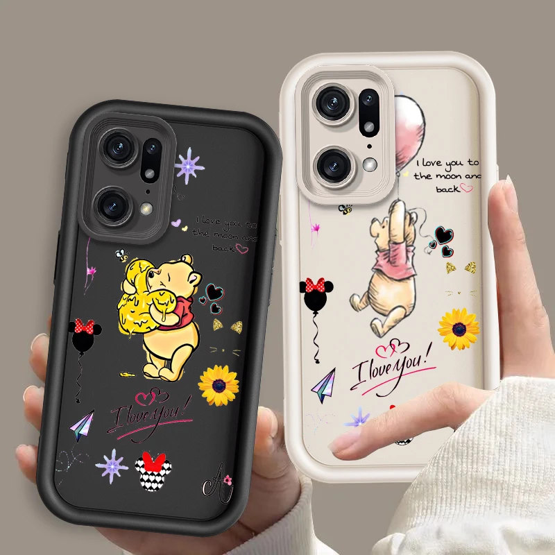 Winnie The Pooh Love For OPPO Find X5 X3 A58 A57 A55 A53 A54 A92 A72 A74 A54 A74 A36 A76 A78 A94 Eye Ladder Phone Case Funda