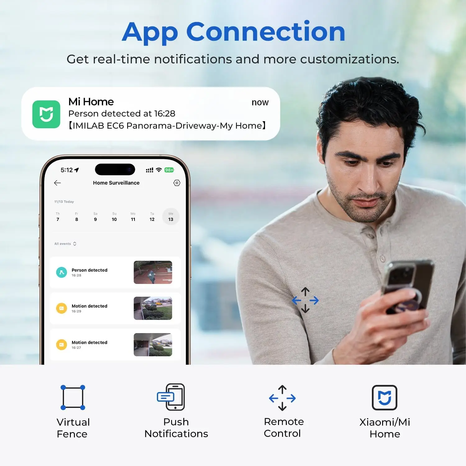 كاميرا IMILAB EC6 بانوراما 3.5K واي فاي كشاف 180 °   كاميرا مراقبة فائقة النطاق، كاميرا مراقبة خارجية، كشف الحركة