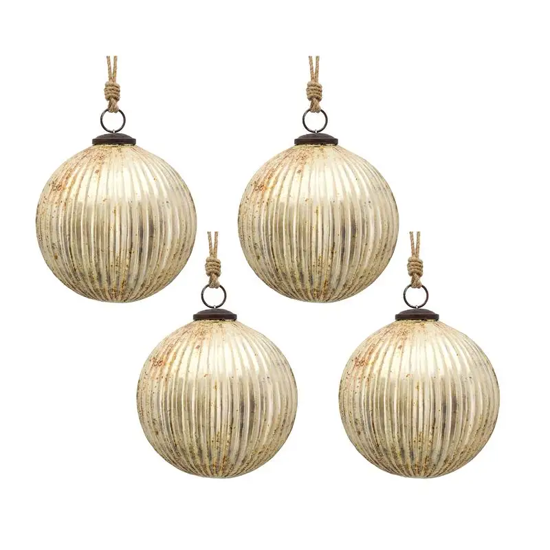مجموعة من 4 كرات معلقة من زينة عيد الميلاد الزجاجية المزخرفة - كرات معلقة مقاس 6 بوصات لتزيين شجرة العطلات #2