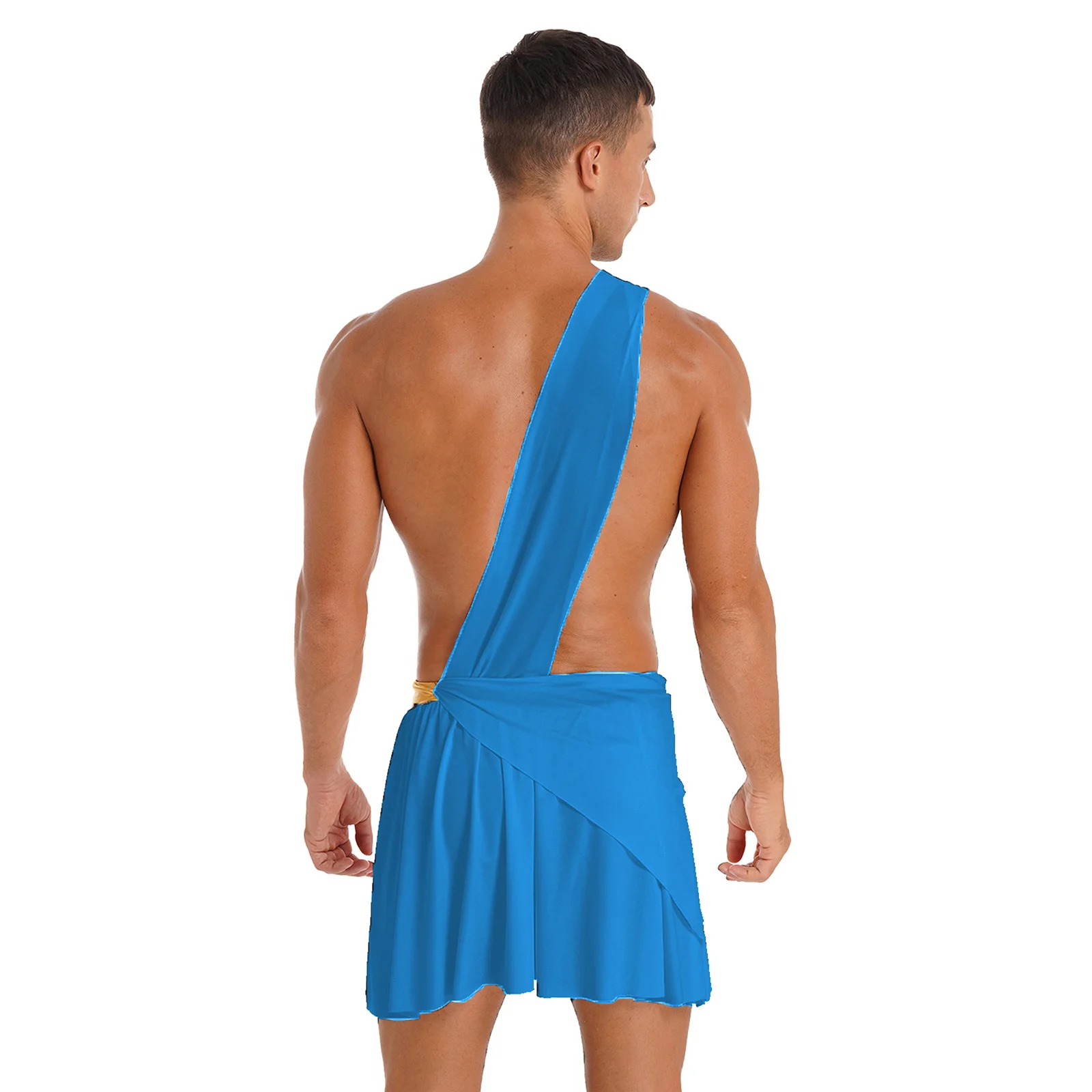 Men\'s Ancient Greek God Sexy Costume Toga Roman Soldier Poseidon Roleplay Mini Skirt Cosplay Set for Carnival Party Dress Up