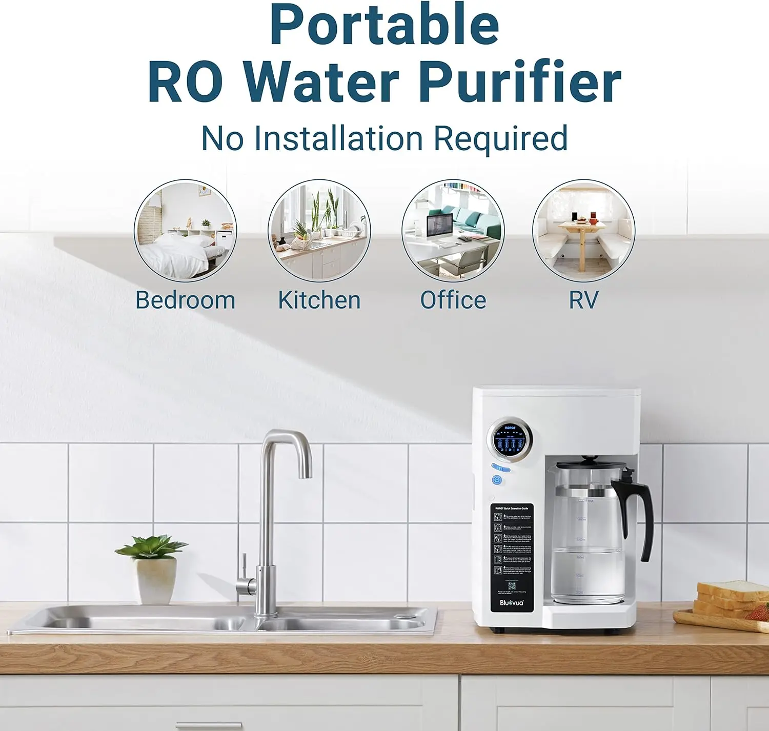 Bluevua RO100ROPOT Reverse Osmosis System Countertop Water