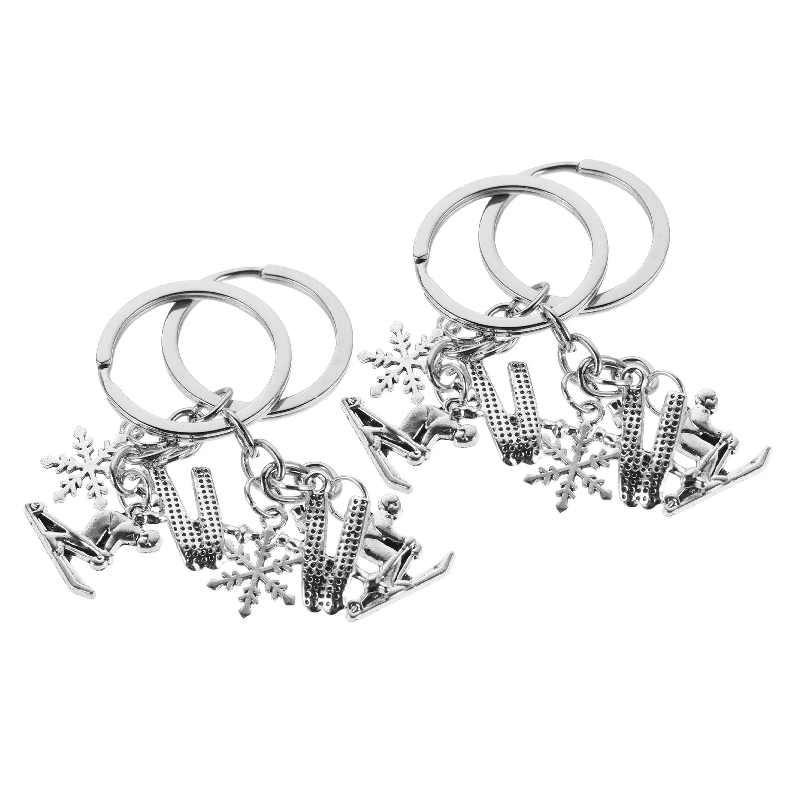 

Набор из 4 брелоков для лыж: металлические подвески в виде сноуборда и лыж для сумок, рюкзаков, ключей от машины