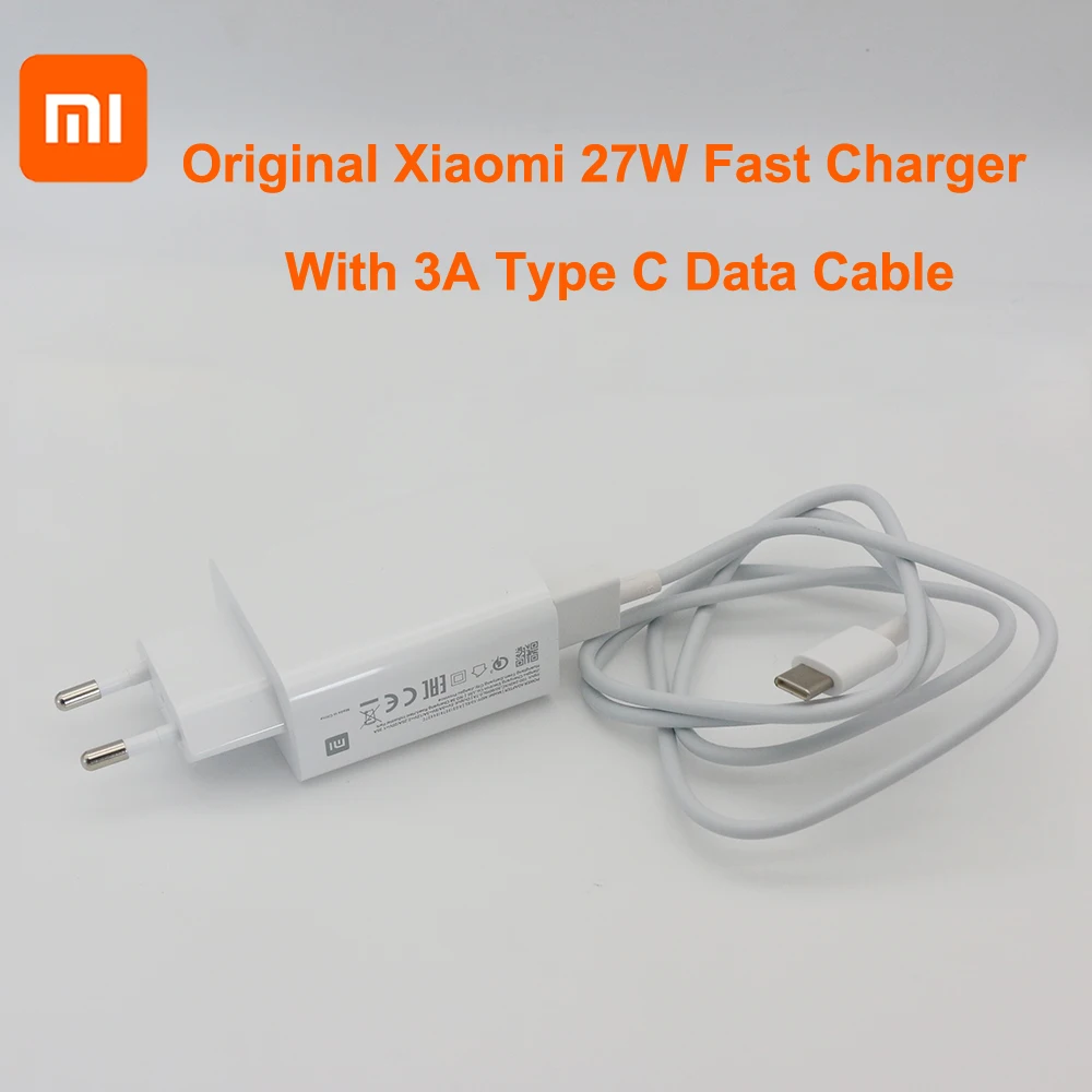 Original Xiaomi Fast Charger 27W EU QC4.0 Quick Charge Type C Cable for Mi 11 10 9 Note10 Lite Poco F2 X3 Redmi Note 9 S K40 Pro