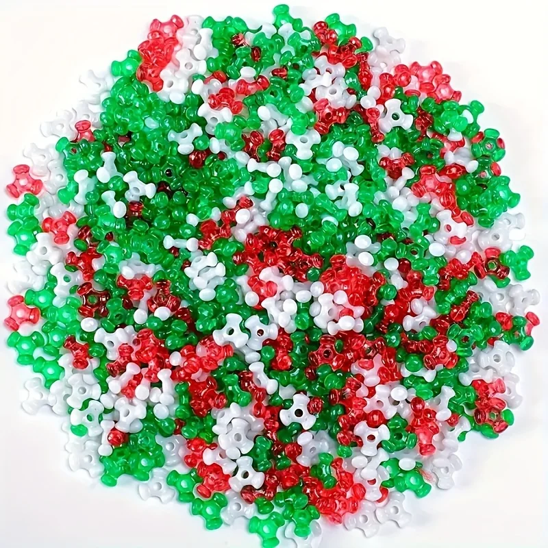 200 Pieces of Loose Christmas Crafts DIY Bead Jewelry Making Flower Garlands, Canes, Christmas Trees, Party Decorations