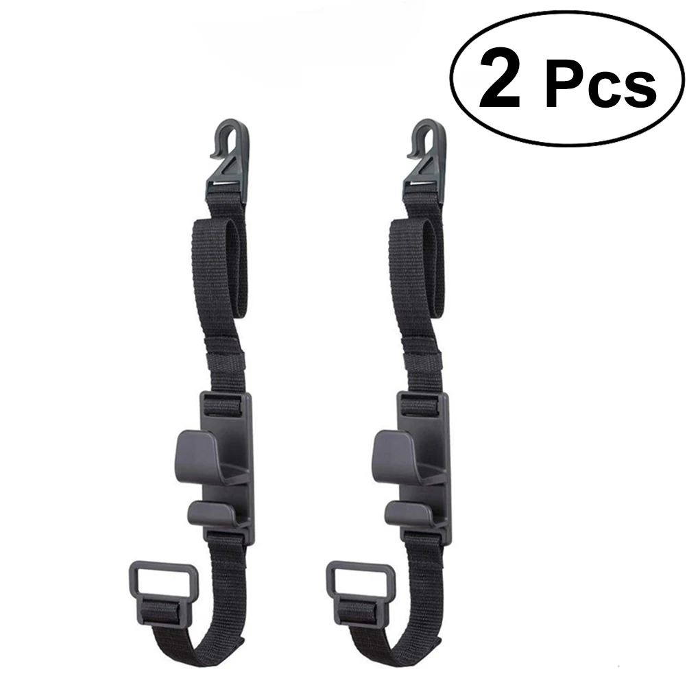 

2PCS Car Headrest Hooks Premium Material Organizer Holder Multifunction Black Storage Grocery Clothes Umbrella Car