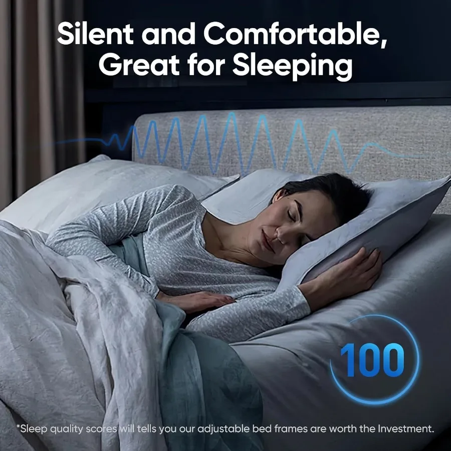 إطار سرير مزدوج XL قابل للتعديل مع أرجل قابلة للتعديل إطار قاعدة سرير كهربائي مع جهاز تحكم عن بعد لاسلكي 3 قضبان تثبيت بدون جاذبية