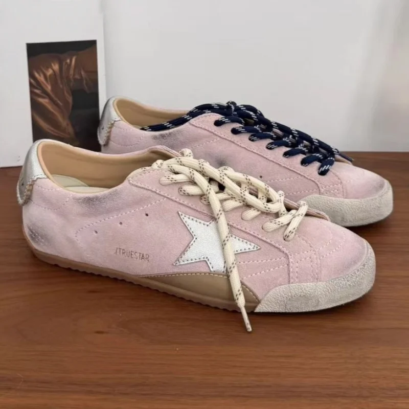 Casual Flat Shoes 2025 New Unisex Round Toe Mix Color Lace Up Women Sneakers Increased Height Shoes German Training Women Shoes