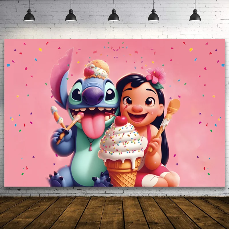 

TB Disney Stitch & Lilo Arch Backdrop Cover for Kids Birthday Party Decoration Photograph Background Baby Shower