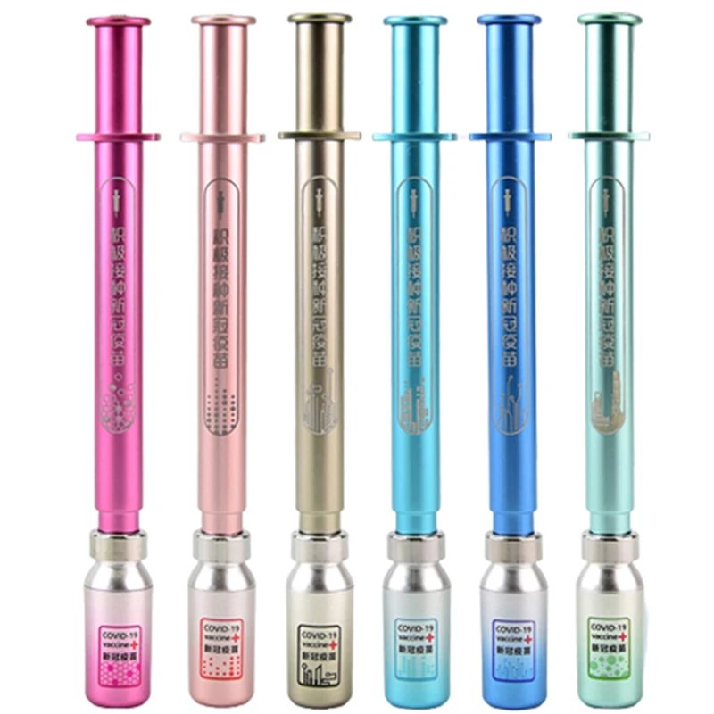 6Pcs Luminous Neutral Pen Syringe Modelling Gel Pens Signature Pens Students Office School Supplies