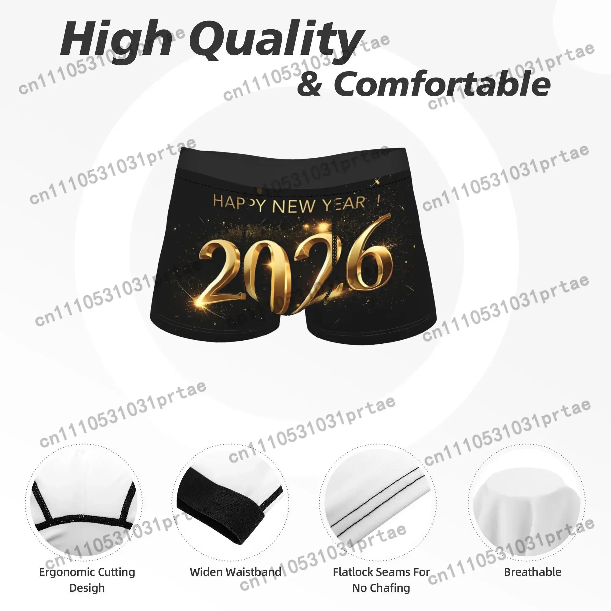 Novel Christmas Present Happy New Year 2026 Welcome 2026 Men'S Underwear Comfortable Boxer Briefs Black