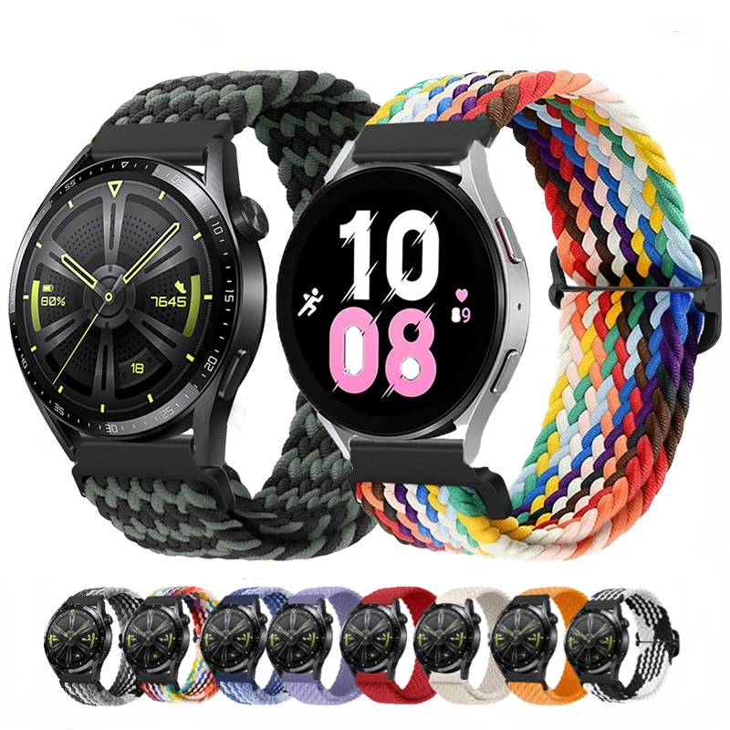 22mm 20mm Nylon Braided Loop Strap For Samsung Watch 5/4/3 Active 2 Huawei Watch GT Fabric Bracelet Belt For Amazfit GTR/Stratos