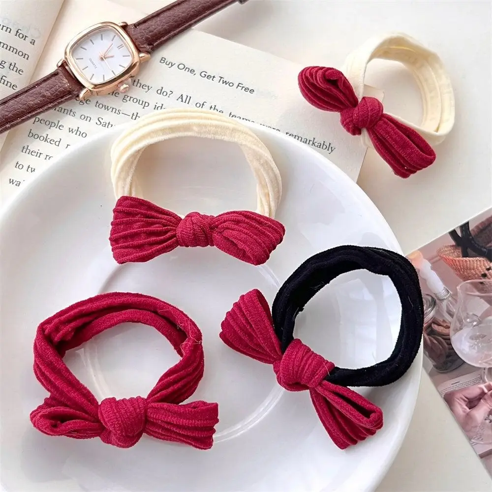 New Year Lucky Red Bow Hair Rope Creative Plush Elastic Hair Band Hair Accessories