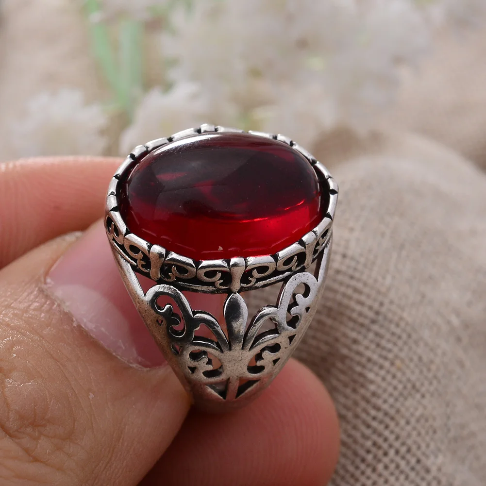 New Arrival Luxury Garnet Stone Flower Thai Silver Female Engagement Rings For Women Gifts High Quality