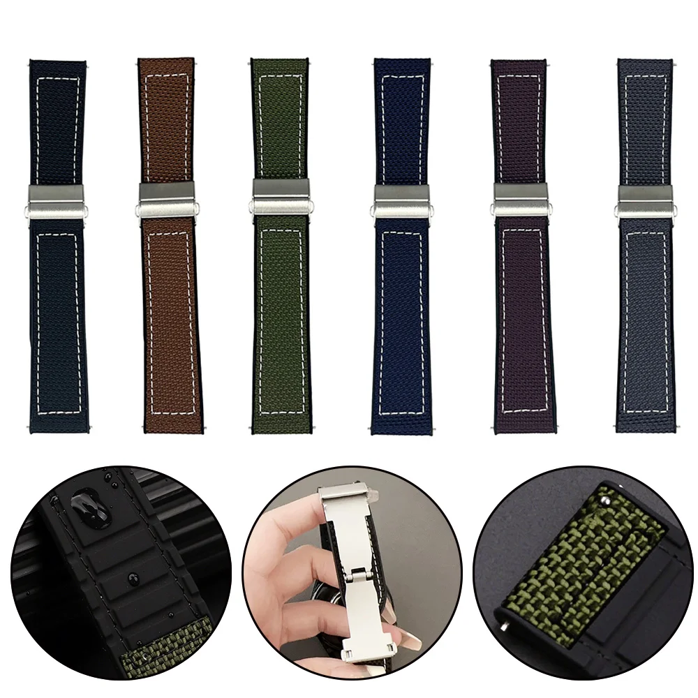 20mm 22mm Nylon Silicone Watch Strap for Tudor for Omega Universal Watchband Replacement Quick Release Folding Buckle Bracelet