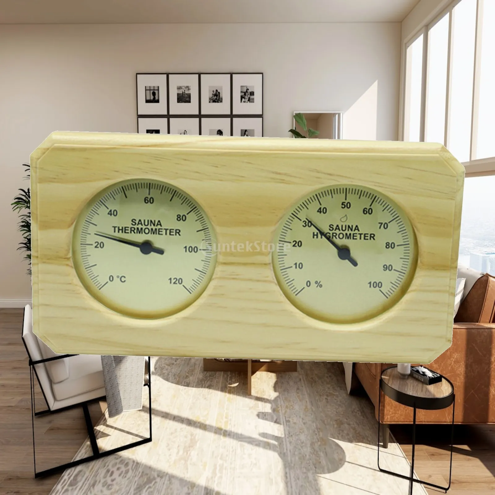 2 in 1 Wooden Sauna Hygrometer Thermometer Wall Mounted for Home Gym Office Greenhouse Indoor Humidity Temperature Measurement
