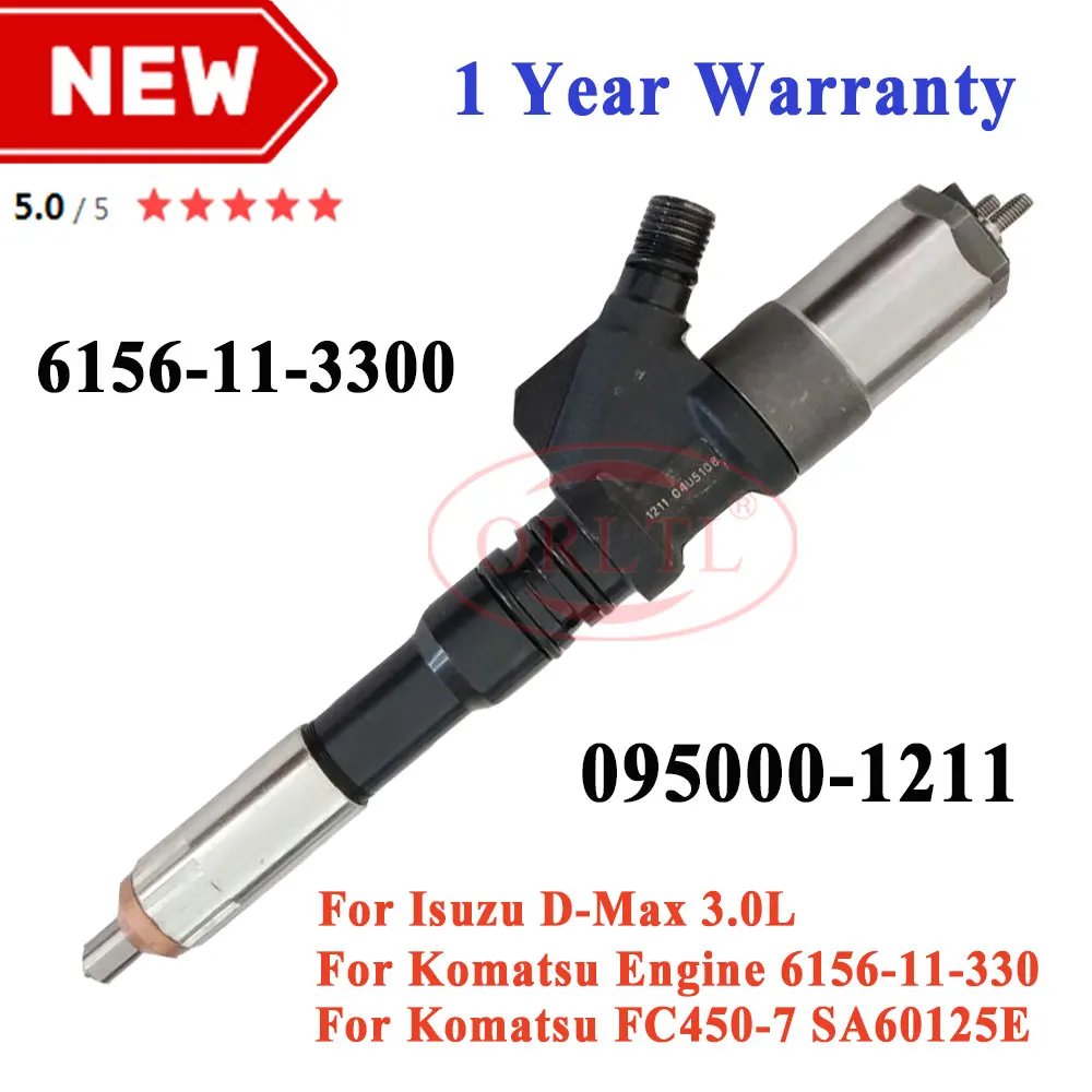 

ORLTL Genuine Fuel Injector 095000-1211 6156-11-3300 NOZZLE 6156113300 0950001211 095000 1211 for Isuzu KOMATSU Engine