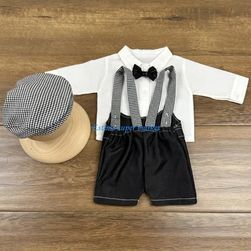 090B Baby Photo Clothes Hat and Shirt Pants Outfit Newborn Toddler Photography Props Costume Clothing for Infant