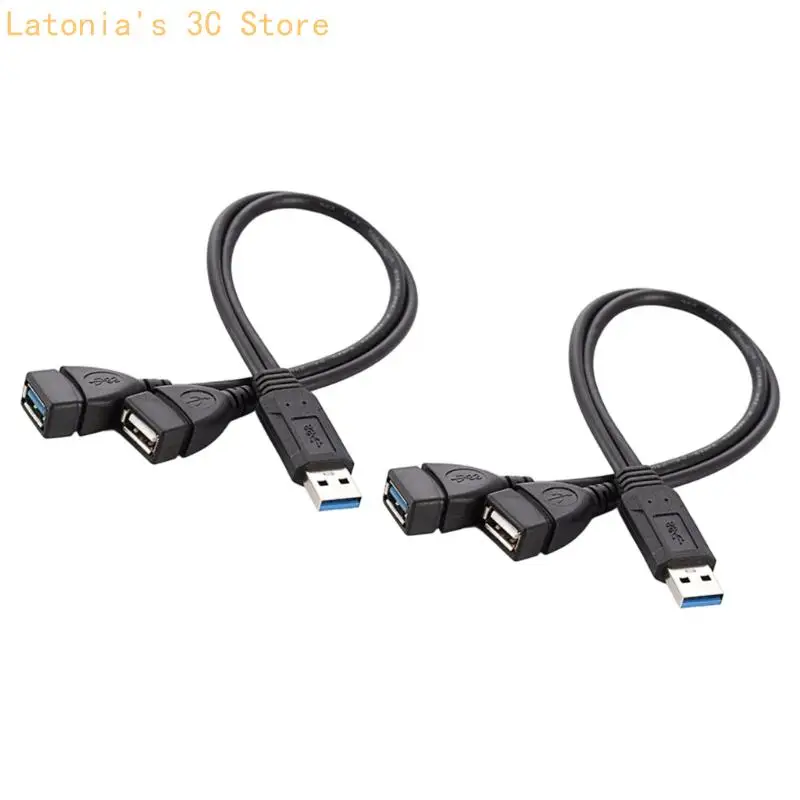 Short USB Splitter Cable, 30 Y Cable with USB Male and Two Female End X3UB
