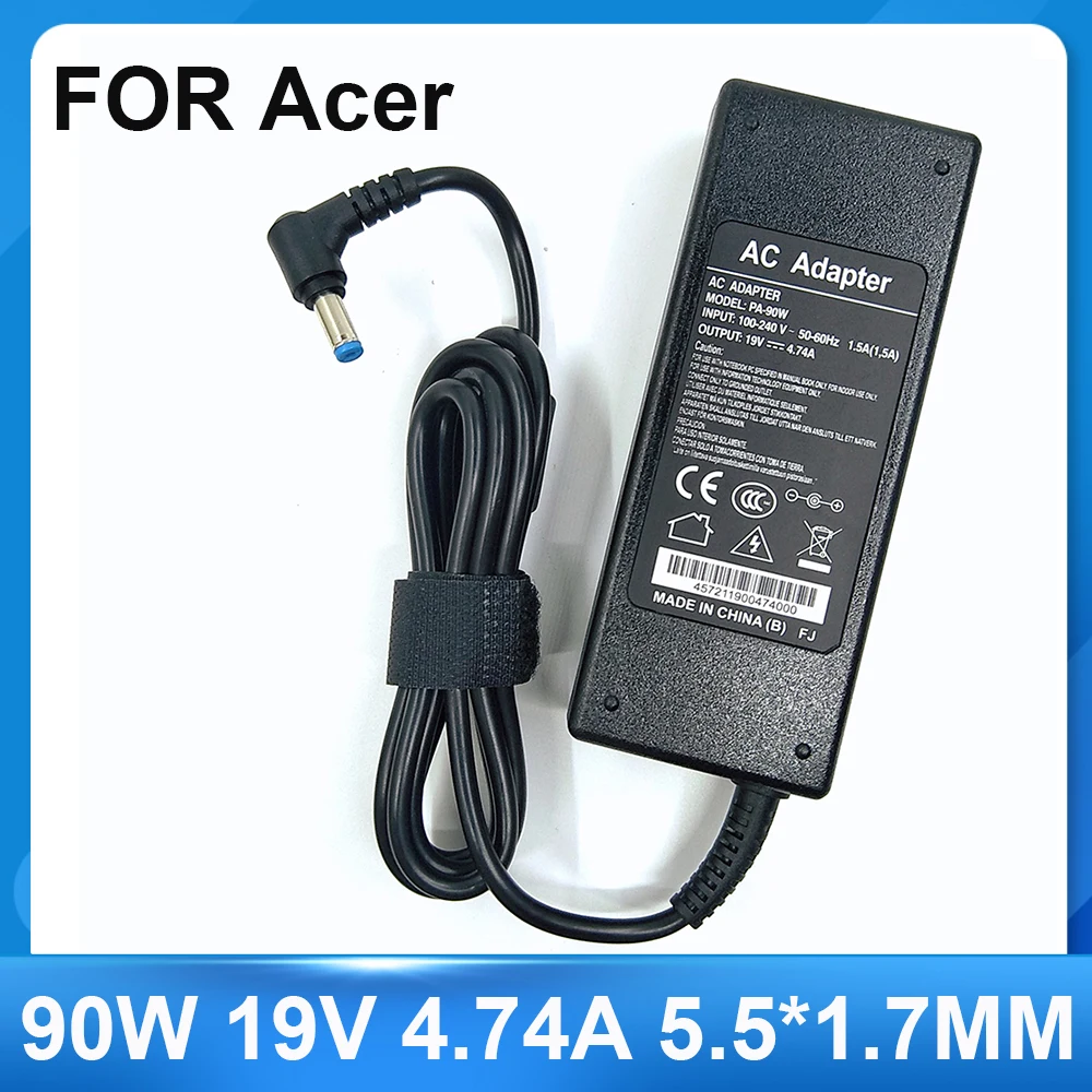 AC Adapter 90W 19V 4.74A  5.5x1.7mm Laptop Adapter Charger for ACER ASPIRE 5750G 5755G 7110 9300 E1-531 E1-571G M5-581G V5-571