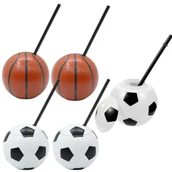 450ml Plastic Football Soccer Theme Drinking Cup with Straw Basketball Party Cup Summer Baby BeachPool Birthday Party Decoration