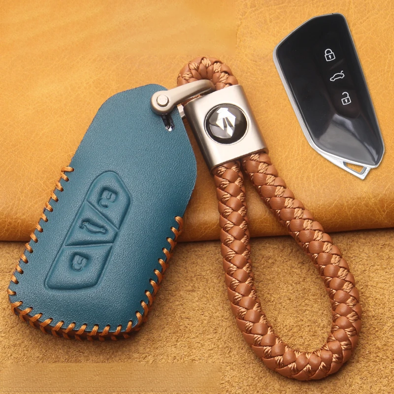 

Genuine Leather for VW Volkswagen Golf 8 Generation ID3 Id4 Crozz 2020 2021 2022 2023 Car Key Case Buckle Cover Fob Keychain