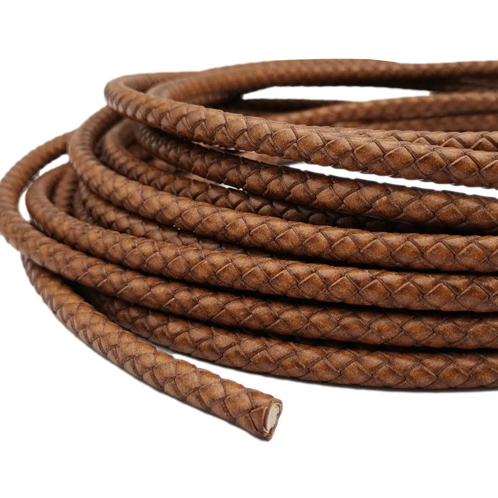 

Distressed Natural Tan 8mm Round Braided Leather Bolo Cords for Jewelry Making