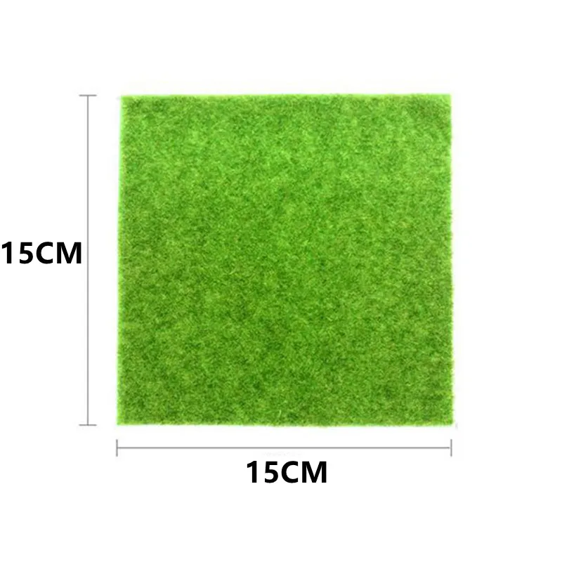 4PCS Artificial Garden Grass Lawn Fairy Garden Decoration Accessories Simulated lawn 15*15CM Micro landscape decoration