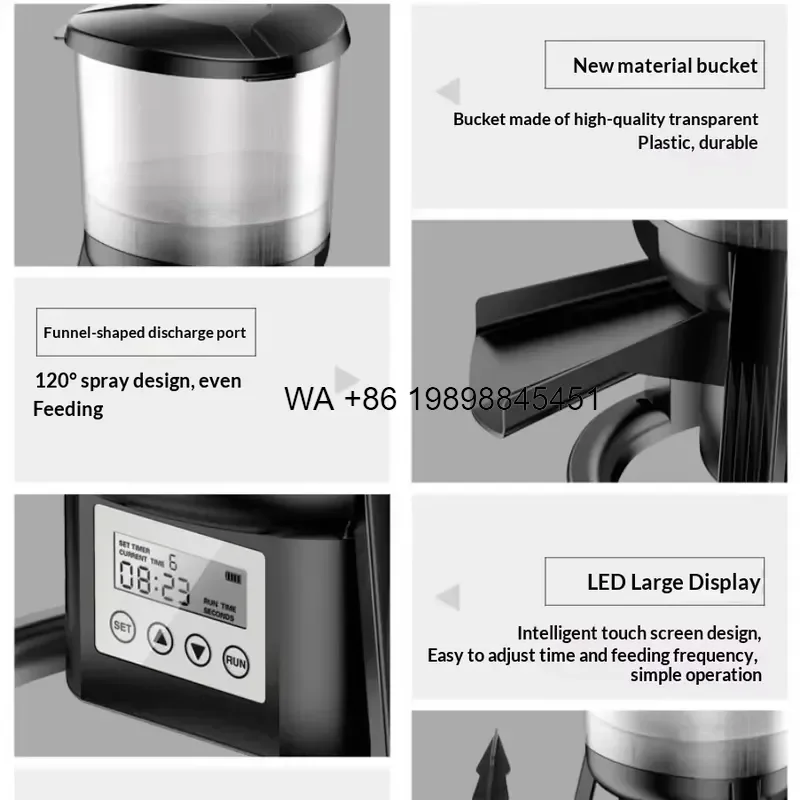 Wmwmnu for CFF Series Smart Fish Feeder Plastic 6L Large Capacity Eco Friendly 120 Spraying Feeding Waterproof Design for