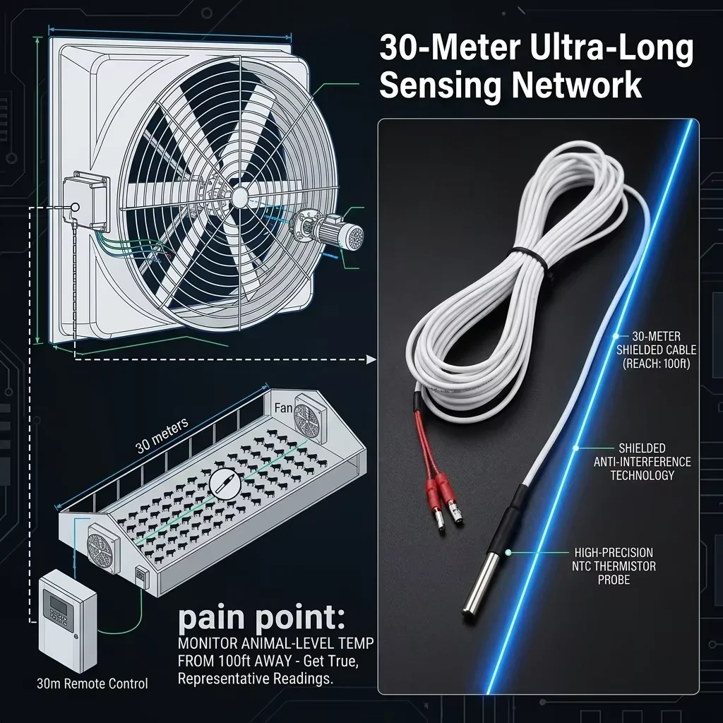 Industrial electric exhaust fan, automatic temperature control, glass fiber 30m sensor probe, modular inverter, permanent magnet