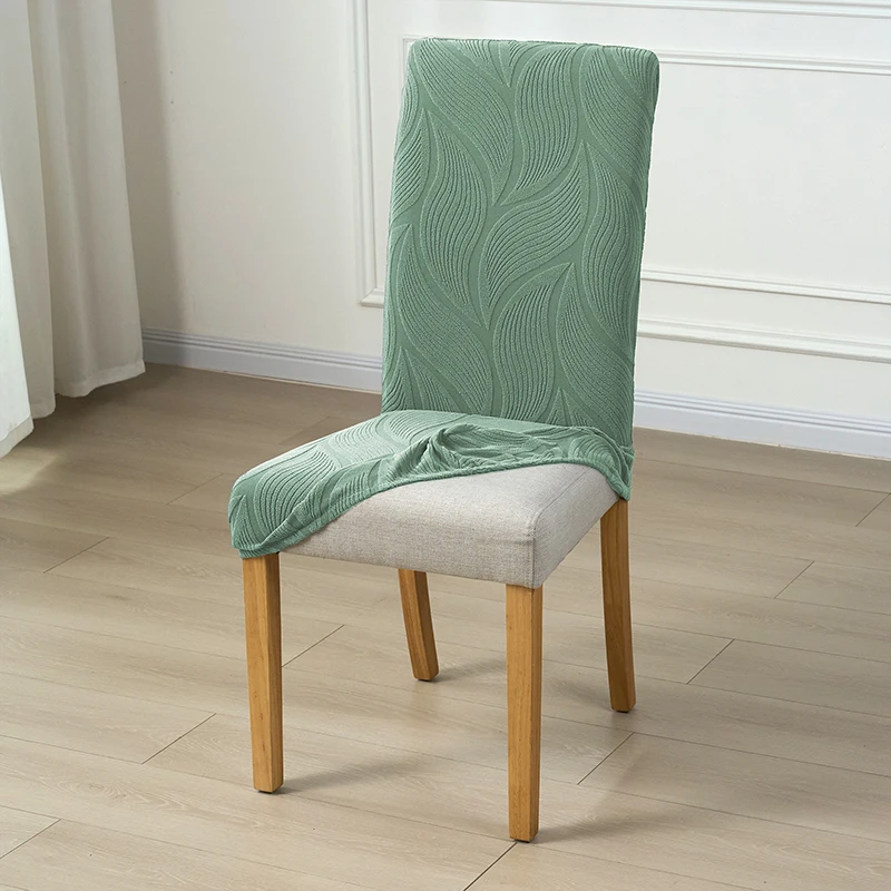 

4PCS Stretch Leaf Pattern Dining Chair Cover Fleece Seat Covers Long Back Chair Protector for Wedding Kitchen Hotel