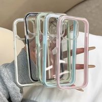 Luxury Candy Color Frame Clear Back Phone Case For iPhone 16 15 14 13 12 Pro Max 11 16PLUS 16PRO Acrylic Shockproof Bumper Cover