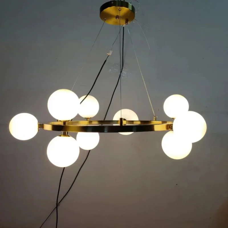 

Glass Ball Led Chandeliers Living Dining Room Pendant Lamps For Bedroom Black Gold Home Decoration Hanging Light Fixture