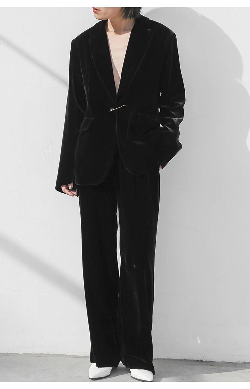 Fengbaoyu Luxury Style Silk Velvet Women's Suit Elegant and Fashionable Business Casual Soft and Lustrous Coat