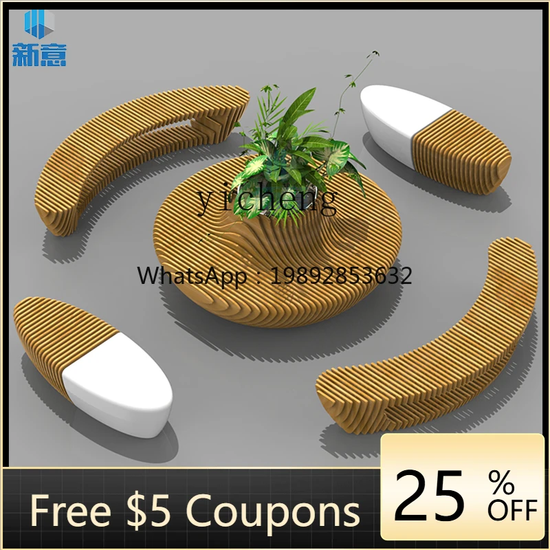 R2  Leisure Chair Mall Hotel Solid Wood Sliced Seat Outdoor Garden Landscape Creative