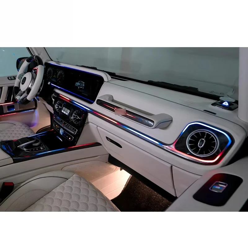 G Class W464 G500 G63 2019-2024 Auto LED Interior Kits Ambient Lights Air Condition Trims Central Control Cover for Car
