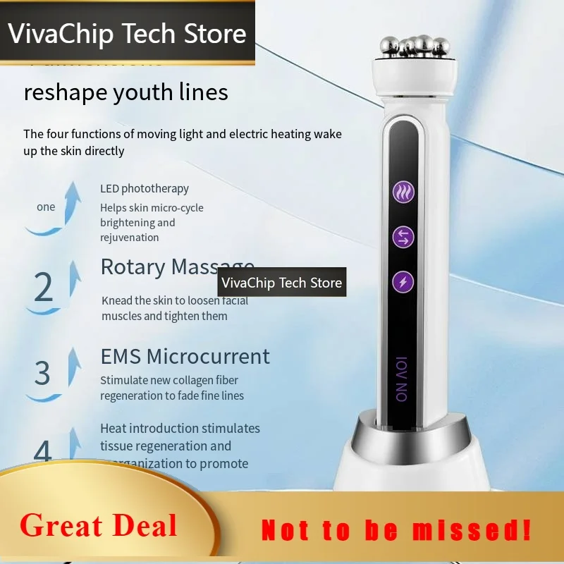 VivaCT3in1 RF Heating EMS Facial 360° Roller Massager Face Lift Roller Massager Skin Rejuvenation Skin Tighten Beauty Instrument
