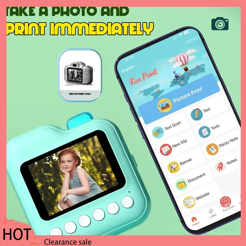 

A88Z Kids Instant Printer Camera Boys Girls Gift Children Digital Video Camera Photo Thremal Printing Camera