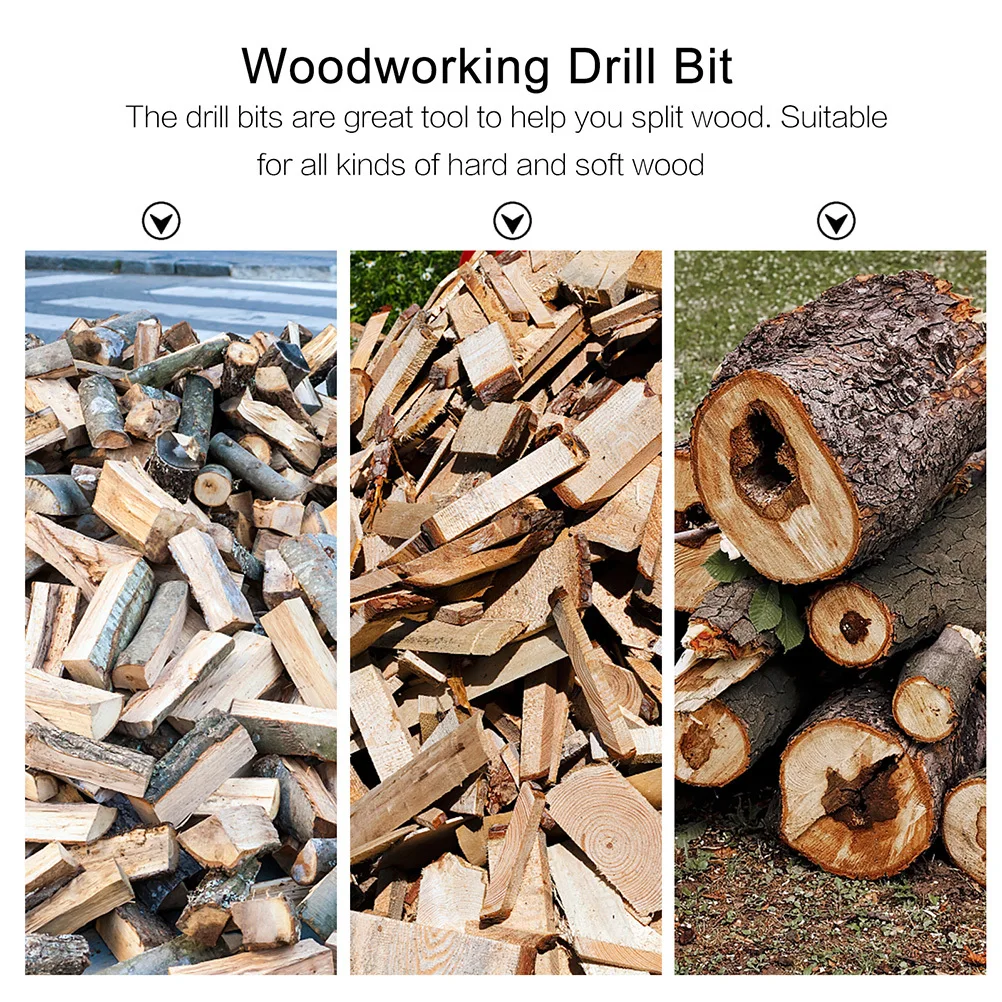 

1Set Firewood Splitter Drill Bits High-Speed Steel Precision Wear-Resistant Grooved Anti-Slip Design for Woodworking Tool Use