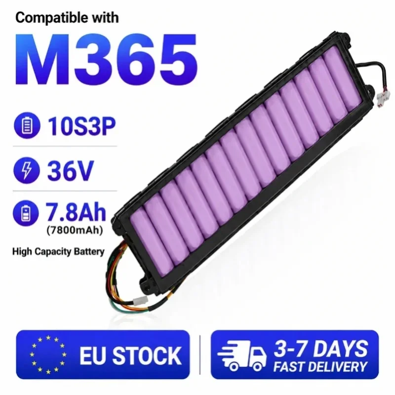 Für M365 Elektroroller Akku 36V 7.8Ah 7800mAh Li-Ion Wiederaufladbarer Akkupack Ersatz 10S3P 18650 Zellen Smart BMS Sicherheitsschutz Wasserdicht Bluetooth-Kommunikation EU-Lagerlieferung