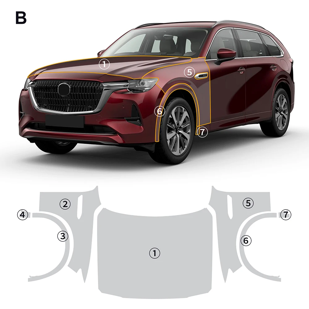

8.5Mil TPU Scratch-resistant Car Paint Protection Film For Mazda CX80 CX-80 2025 2026 Car Body Transparent Bra Per-cut PPF Kit