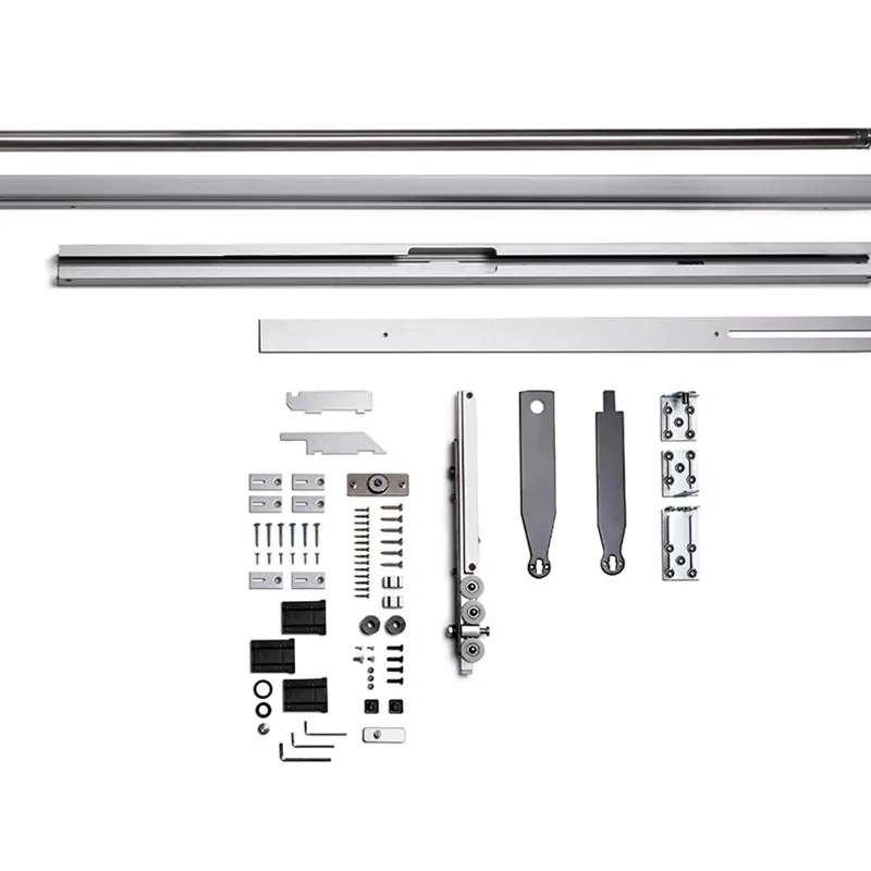 Revolving door heaven and earth shaft crane pulley track inner and outer double open push-pull slide rail hardware accessories