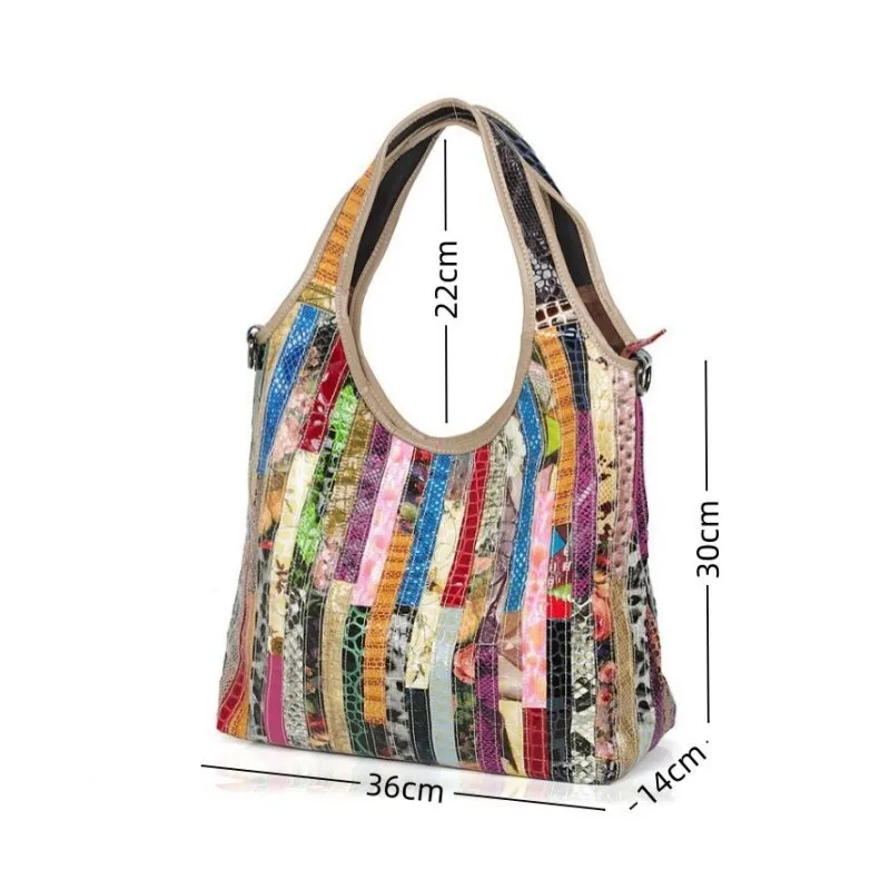 UKF Vintage Ladies Casual Colorful Patchwork Design Handbag Random Stitching Shoulder Bags For Women Tote Bag сумка женская