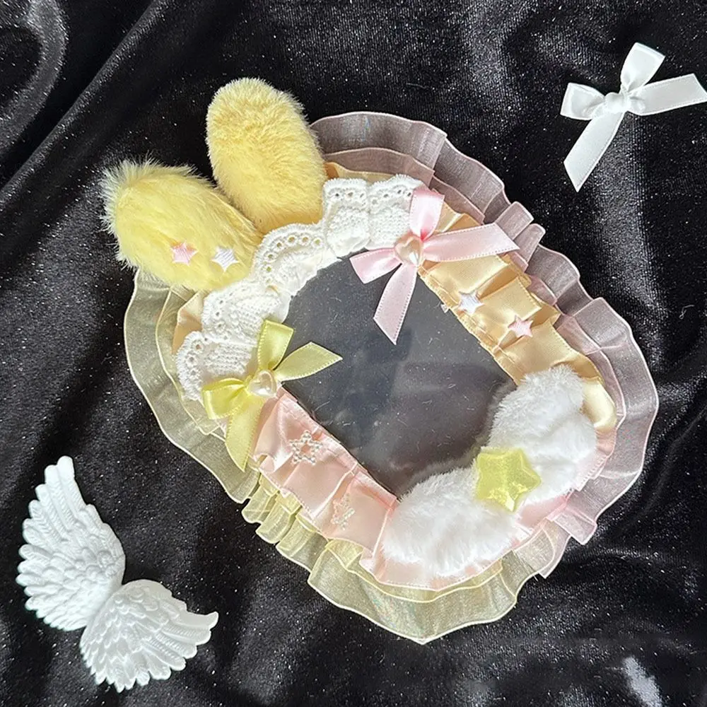 Cute Pink Bow Card Holder Lace Photo Protector Case with Ribbon Anime Photocard Holder